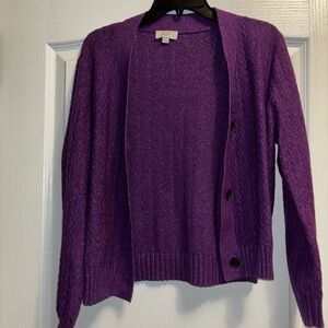 LOFT Purple Open-Front Cardigan – Soft Lightweight Knit Women’s Sweater Size XL